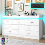 Modern 7-Drawer Wooden Dresser With LED Light