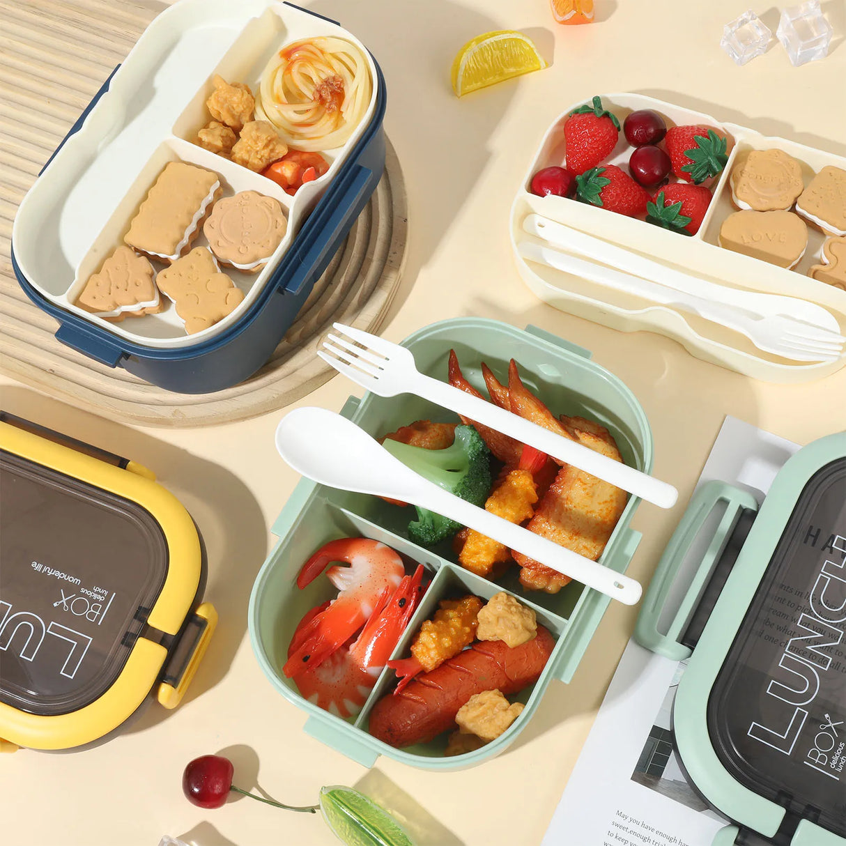 Stackable Leak-Proof 1200ML Bento Lunch Box With Tableware