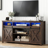 Farmhouse LED Wood Sliding Barn Door TV Stand