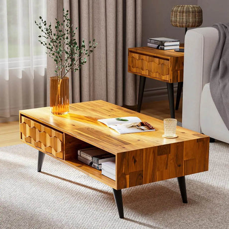 Mid-Century Modern Solid Wood Coffee Table - Omega Lifestyles