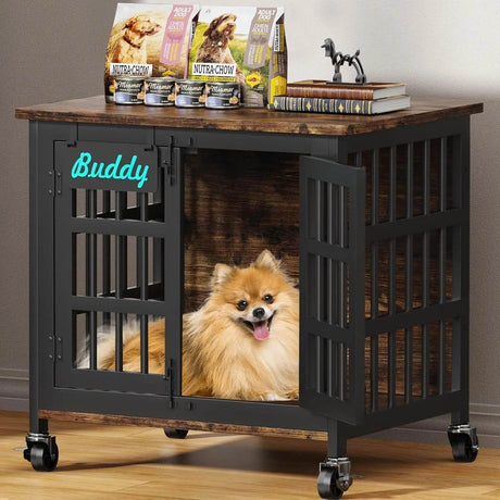 Heavy Duty XL Double-Door Wood Metal Dog Crate - Omega Lifestyles