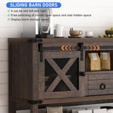 Antique Wood Farmhouse Entryway Table With Sliding Barn Doors