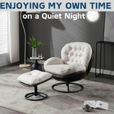 Cream Linen Mid Century Swivel Accent Chair - Omega Lifestyles