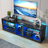 Modern 63-Inch High Gloss LED TV Stand With Storage
