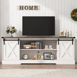 Farmhouse Wooden Sliding Barn Door Coffee Bar Cabinet