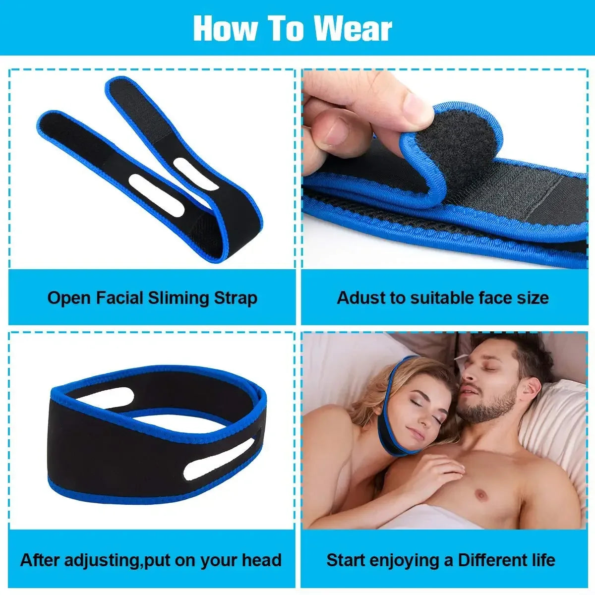 Adjustable Lightweight Neoprene Anti Snoring Chin Strap - Omega Lifestyles