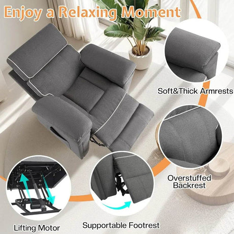 Electric Overstuffed Power Lift Recliner Chair - Omega Lifestyles