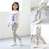 Girls Printed Cotton Polyester Stretch Leggings - Omega Lifestyles