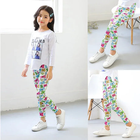 Girls Printed Cotton Polyester Stretch Leggings - Omega Lifestyles
