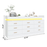 Modern 9-Drawer Wooden Dresser With LED Light