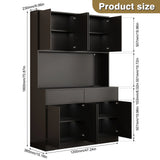 American Country Antique Wood Pantry Cabinet With LED Lights