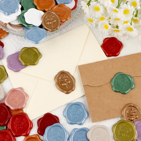 Set Of 20 Multicolor Eucalyptus Wax Seal Stickers - Omega Lifestyles