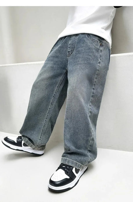 Kids Cotton Polyester Blend Straight Leg Jeans - Omega Lifestyles