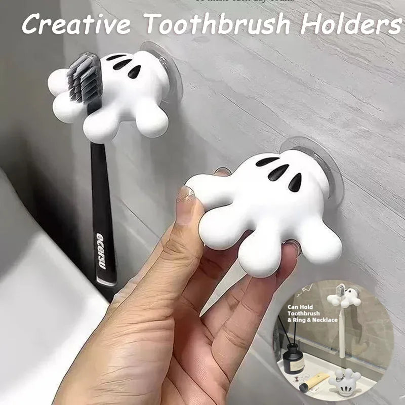 Palm Toothbrush Holder With Multifunctional Suction Hooks - Omega Lifestyles