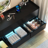 9-Drawer Wooden Dresser With LED Lights And Charging Station