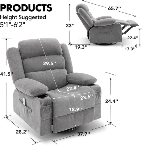 Oversized Rocker Recliner Chair with Heat Massage - Omega Lifestyles