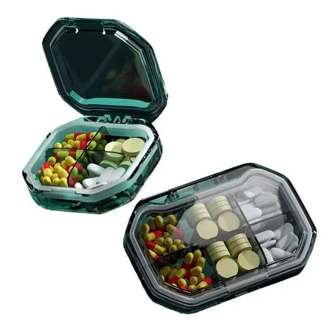 Portable 6-Grid Transparent Waterproof Pill Storage Box - Omega Lifestyles