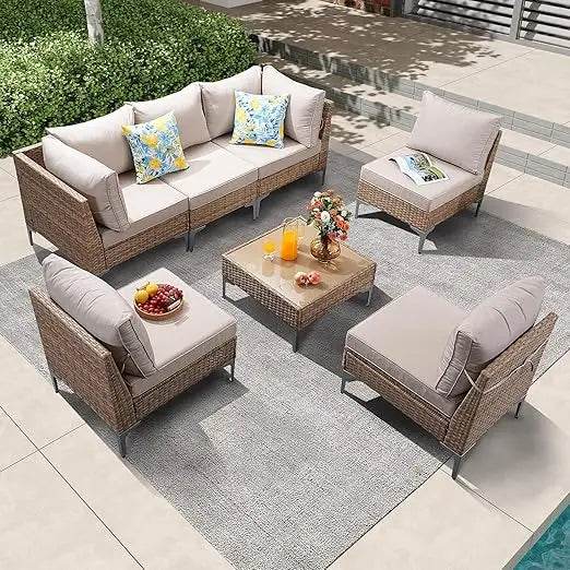 7-Piece Wicker Patio Furniture Set - Omega Lifestyles