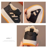 Children Plush Anti-Skid Cotton Leather Winter Sneakers - Omega Lifestyles