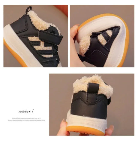 Children Plush Anti-Skid Cotton Leather Winter Sneakers - Omega Lifestyles