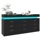 Modern 9-Drawer Wooden Dresser With LED Light