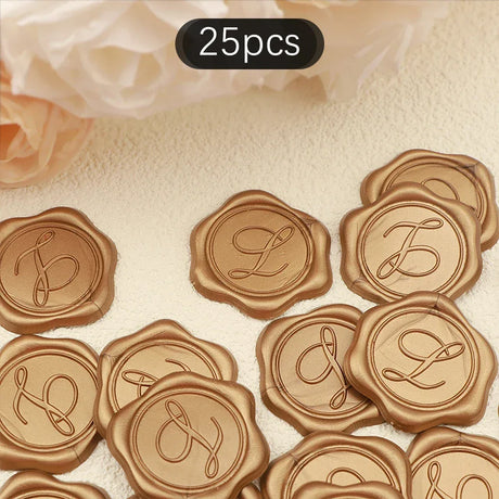 Pack Of 25 Initial Alphabet Adhesive Wax Seal Stickers - Omega Lifestyles