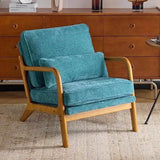 Mid-Century Modern Chenille Armchair with Lumbar Pillow - Omega Lifestyles