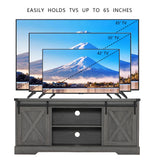 Farmhouse Wooden TV Stand With Sliding Barn Doors