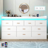 Modern 10-Drawer Dresser with LED Light - Omega Lifestyles
