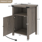 Farmhouse LED Nightstand Set of 2 With Charging Station