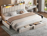 Upholstered Bed Frame with Storage Drawers - Omega Lifestyles