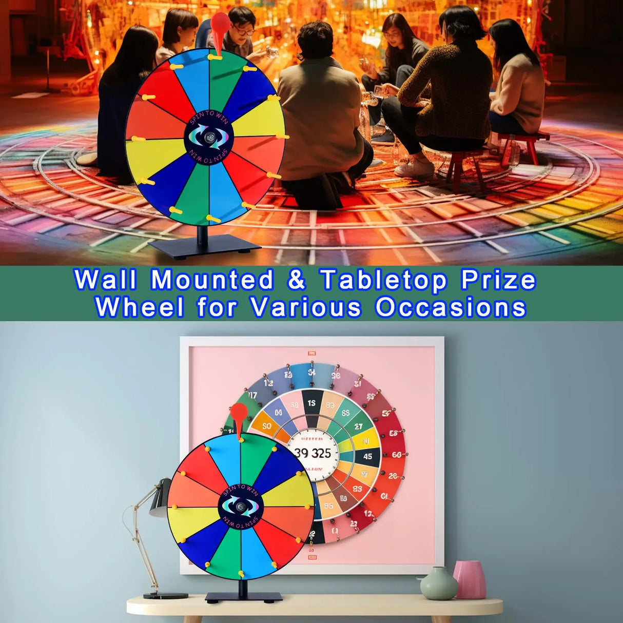 12-Slot Metal Prize Wheel Spinner with Stand - Omega Lifestyles