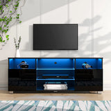 Modern High Glossy LED TV Stand With Storage Shelves