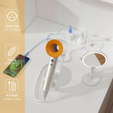 Modern Wooden Vanity Desk With Mirror Lights Charging Station