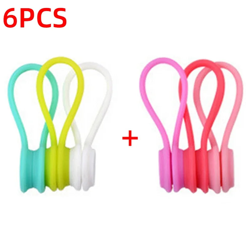 Set of 6 Silicone Reusable Cable Twist Ties Organizer