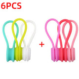 Set of 6 Silicone Reusable Cable Twist Ties Organizer