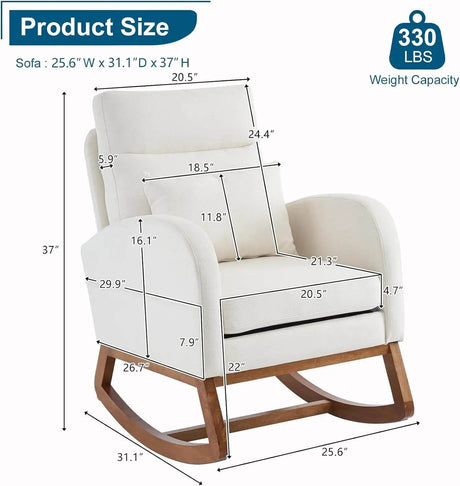 Beige Linen Upholstered Nursery Rocking Chair - Omega Lifestyles