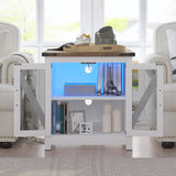 24-Inch Farmhouse Industrial End Table With Charging Station