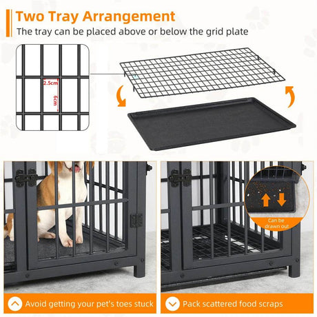 Multifunctional Wooden Dog Crate With Removable Tray - Omega Lifestyles