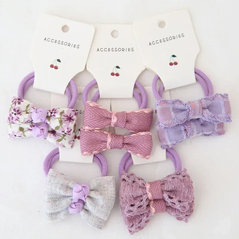Set Of 10 Floral Bow Elastic Baby Hair Bands - Omega Lifestyles