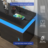 Modern 66-Inch High Gloss LED TV Stand With Power Outlet