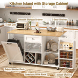 Rolling Wood Kitchen Island Cart With Drop Leaf Countertop