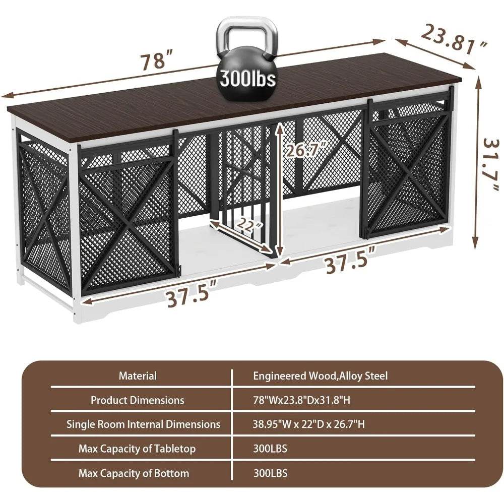 Double Dog Crate Furniture Heavy Duty Chew-Resistant Indoor - Omega Lifestyles