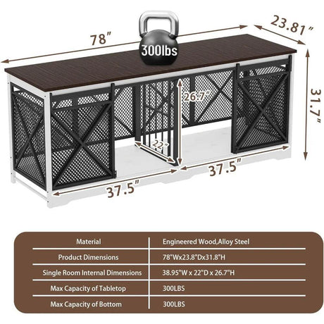 Double Dog Crate Furniture Heavy Duty Chew-Resistant Indoor - Omega Lifestyles