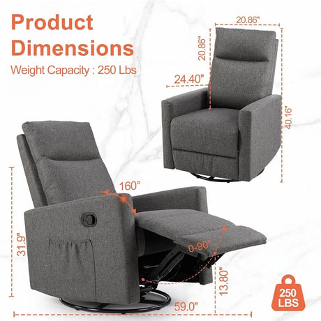 360 Swivel High Back Recliner Chair - Omega Lifestyles