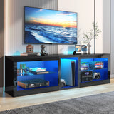 Modern 63-Inch High Gloss LED TV Stand With Storage