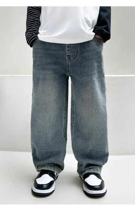 Kids Cotton Polyester Blend Straight Leg Jeans - Omega Lifestyles