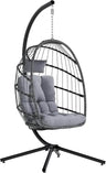 Ergonomic Wicker Hanging Egg Chair with Cushion - Omega Lifestyles