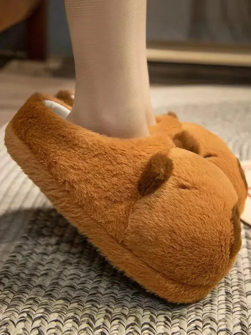 Capybara Plush Indoor Winter Slip-On Cozy Slippers