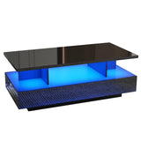 43-Inch Modern LED High Gloss Coffee Table With Storage Drawers